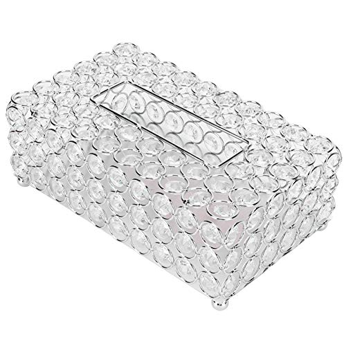 Alvinlite Crystal Tissue Box Holder, Rectangular Tissue Box Napkin Holder Dispenser Case Decorative Paper Box for Table Wedding