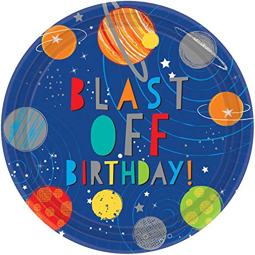 amscan (PKT) Blast Off Birthday Paper Plates 23cm (8 pk)