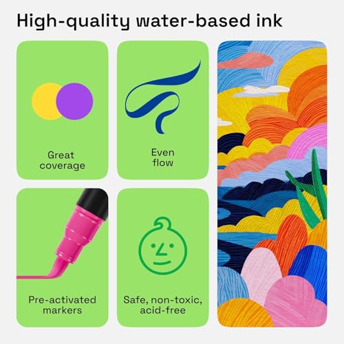 Image of ARTISTRO Paint Markers 48 Colors - Acrylic Pens for Rock, Glass, Fabric, DIY - Art Supplies - 24 Dual Brush Tip Markers