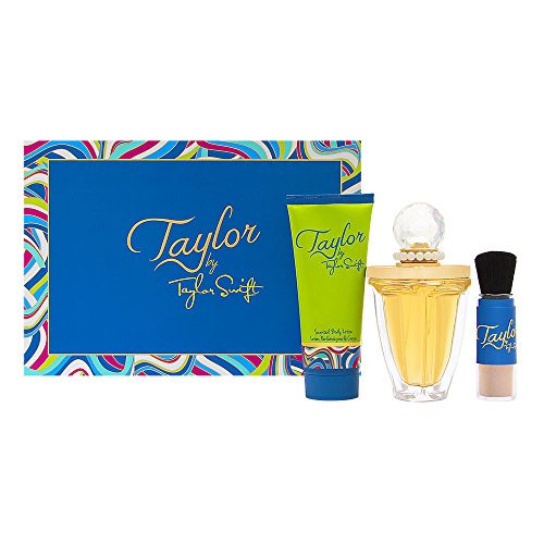 Taylor by Taylor Swift 3 Piece Set for Women - 3.4 Ounce EDP Spray, 3.4 Ounce Scented Body Lotion, 3.4 Ounce Shimmering Body Powder Brush