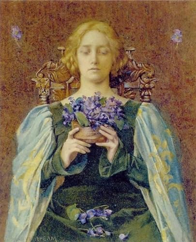 Pintura mural de violetas para decorar tu dormitorio con arte vintage elegante