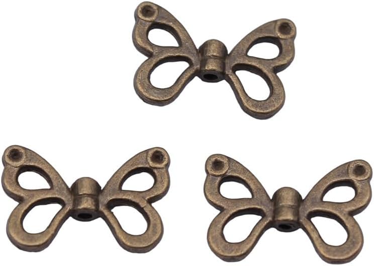 Double-Sided Bow Pattern Round Spacer Small Hole Beads for Jewelry Repair & Restyling, 10x10x7.8mm, Antique Silver Color, 10 Pieces