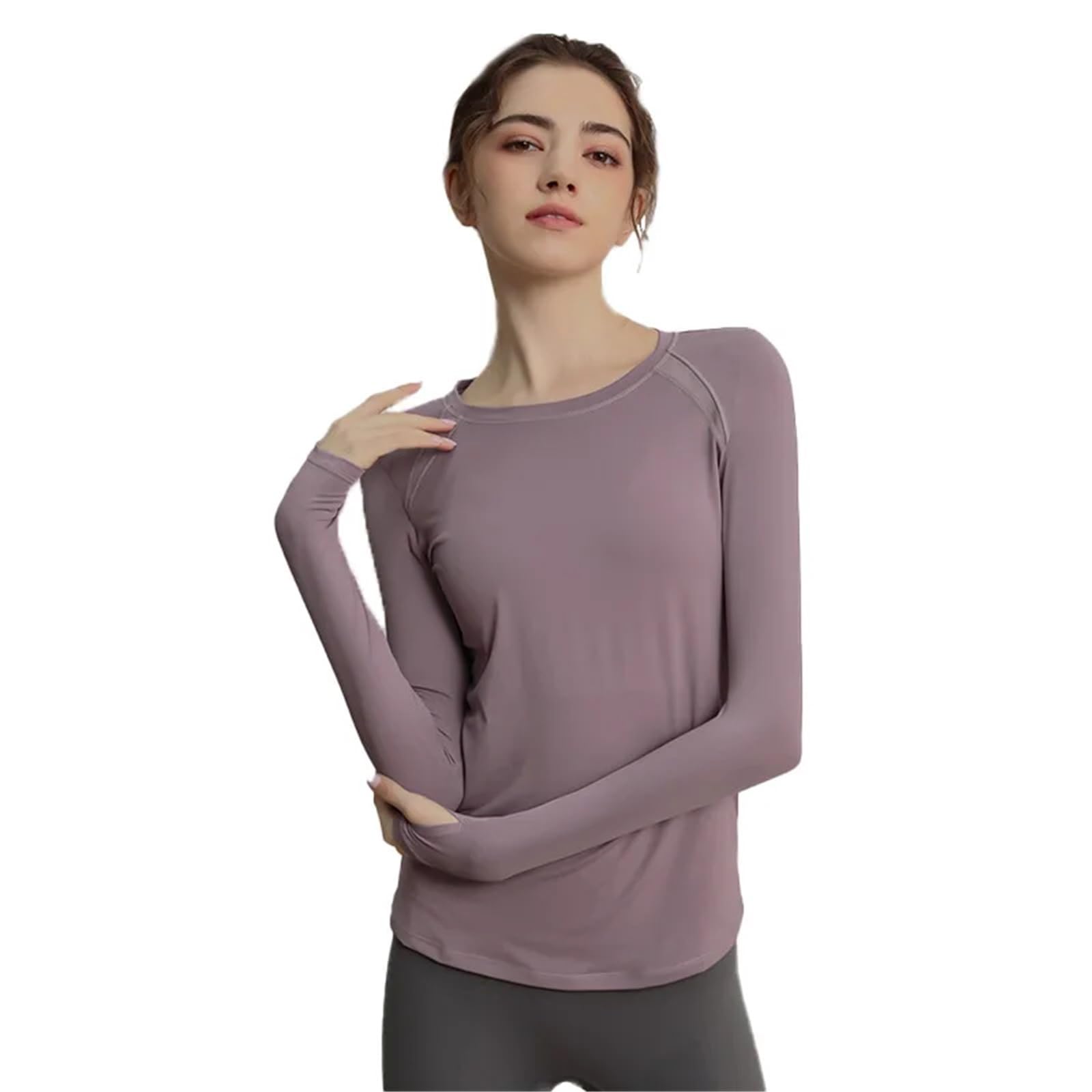 Maglietta Sportiva da Donna a Maniche Lunghe, Slim, ad Asciugatura Rapida, for Fitness, Yoga, Corsa e per Yoga e Corsa