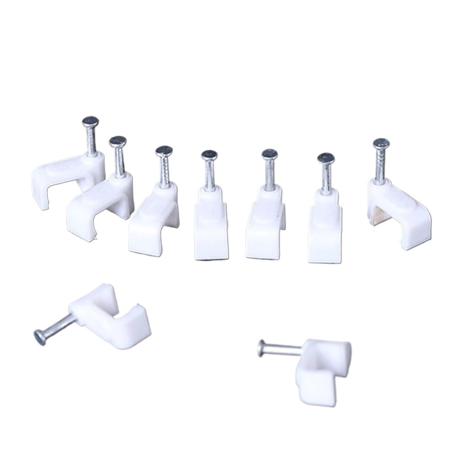4/5/6/7/8/9/10/12mm Rectangle Shape Wire Clamp Line Buckle Fixing White Wall Hanging Screw Mount Cable Clips 100PCS(4mm)