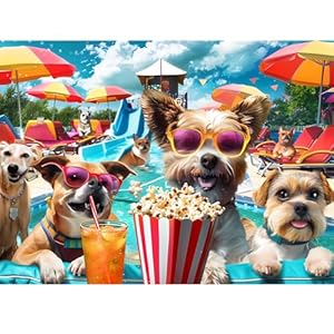 300 Piece Jigsaw Puzzle for Adults, Fun at The Amusement Park Dog Puzzles, Funny Puppy Jigsaw Puzzles, Animal Pet Lover Challenging Puzzles for Friends Family Activity Game Nights Gifts