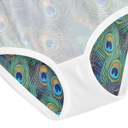 Kids Underwear Girls, Peacock Feathers Green Toddler Briefs, Cotton Underwear for Girls, 2T–8 Years4