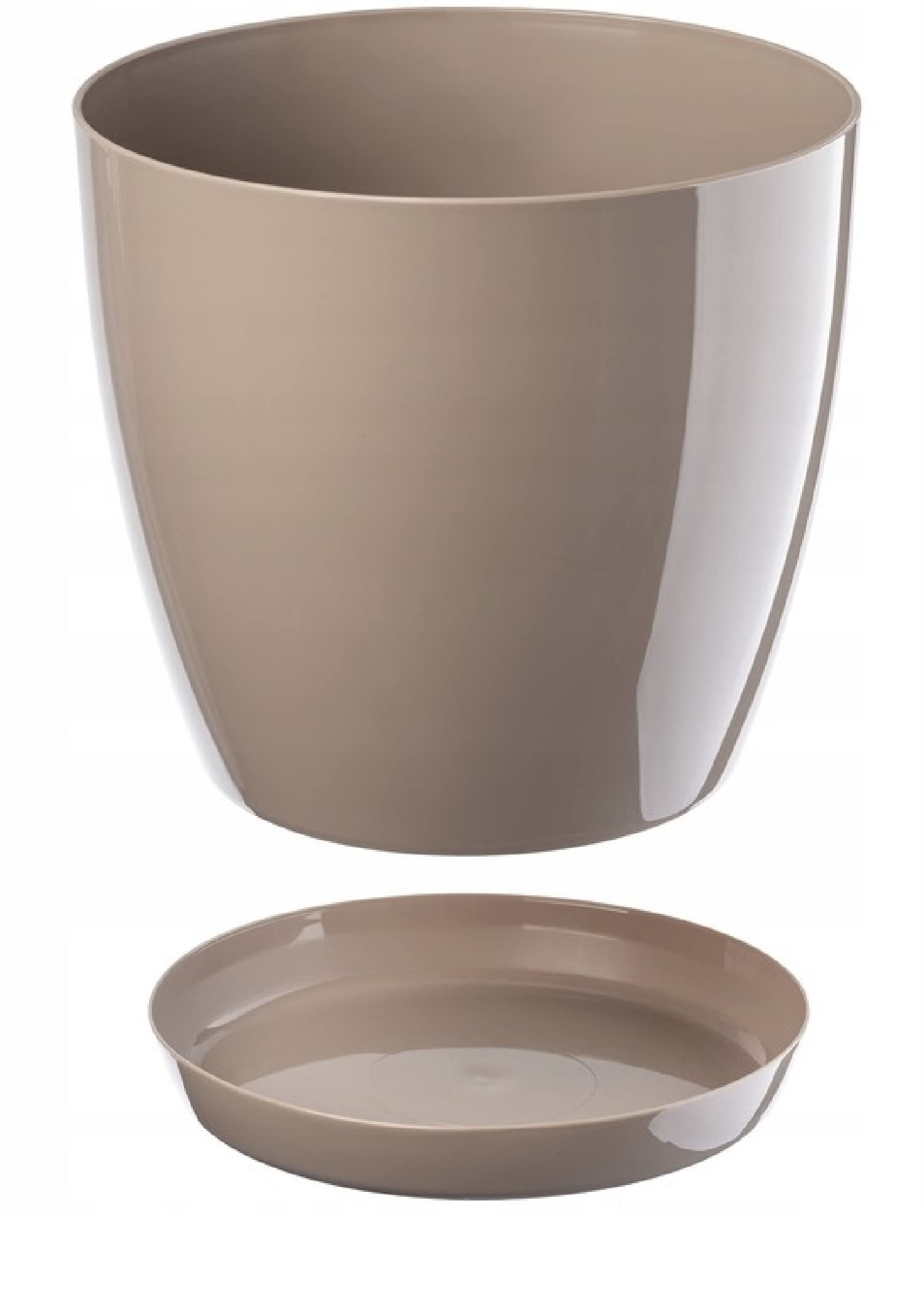 B2C Plant Pot Flower 20 Colours 9 sizes Gloss Plastic Plant Pots Planter Saucer Tray Deco (20 cm/ 7.9 inch, Beige)