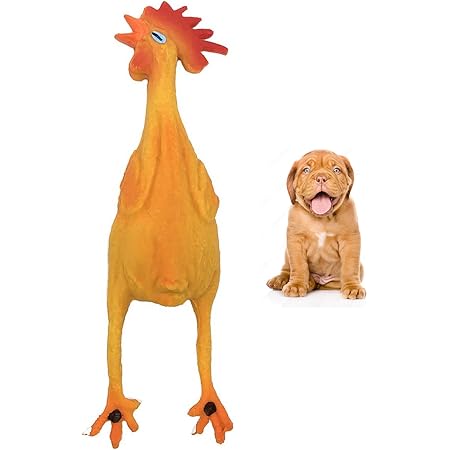 Rubber Chicken Dog Toys - Natural Rubber (Latex) - Small Breeds Puppies Lead-Free Chemical-Free - Complies with Same Safety Standards as Baby Toys - Soft Unstuffed Squeaky (Small)