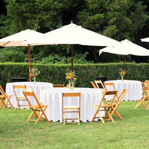 Image of sancua White Round Tablecloths 108 Inch (Fit 48-84 Inch Tables), 6 Pack