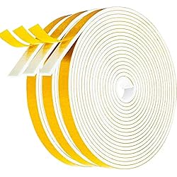 Gvolatee Burlete Puerta Entrada 6 X 1.5mm, Tira de Sellado Junta Autoadhesiva para Ventanas, Adhesivo Cinta Ventanas Aislante Frio, Cinta Espuma para Aislante, Ruido, Colisión (5M X 3 Volúmenes)
