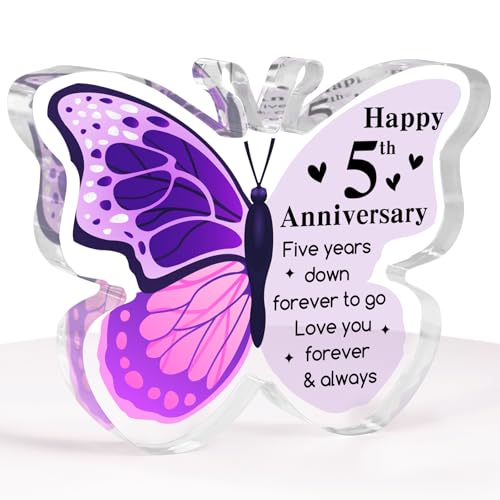 Regalos románticos de 5º aniversario, regalos de boda de cinco años para esposa/marido, regalos elegantes de aniversario para pareja, placa acrílica