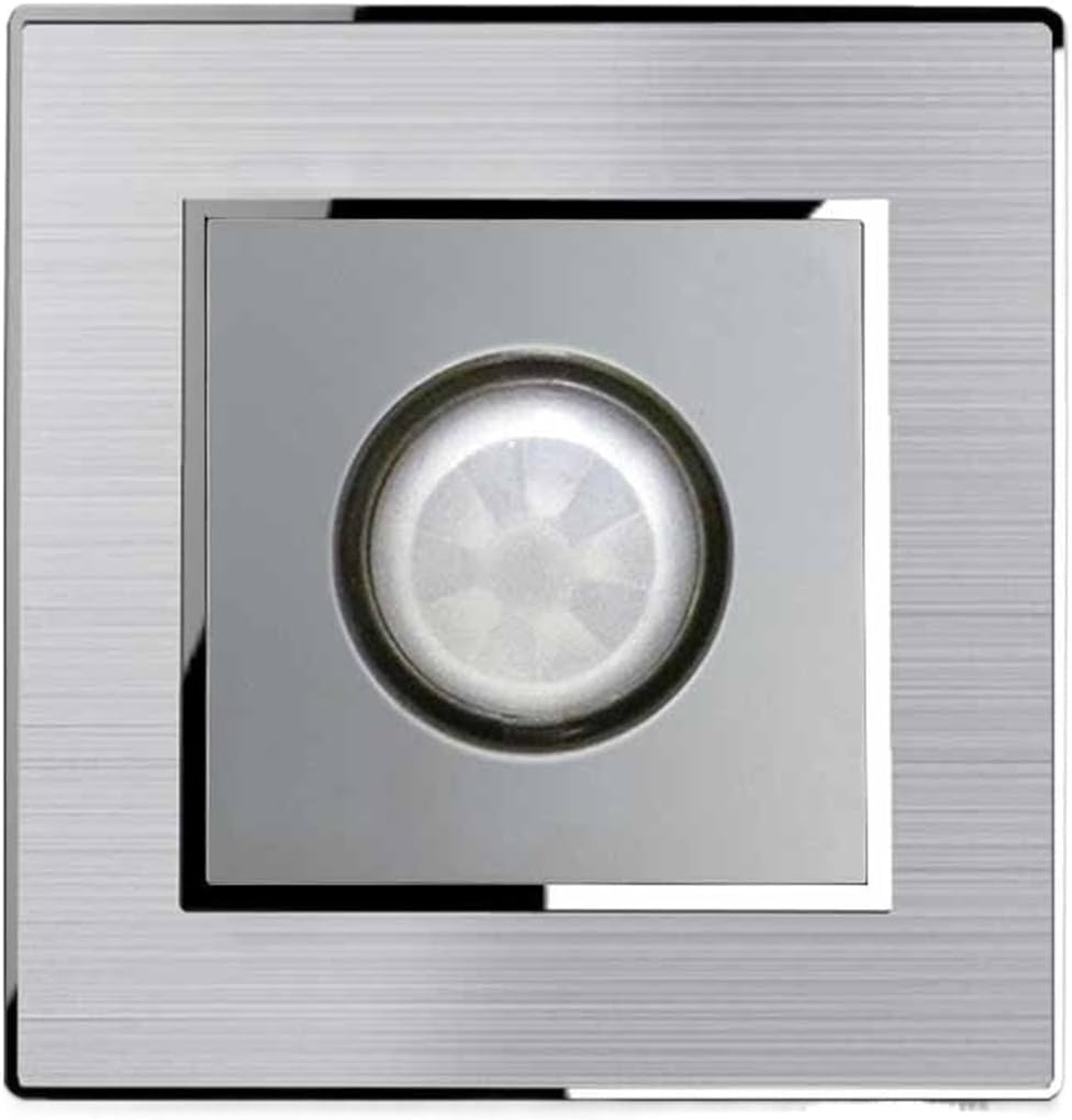 Motion Sensor Switch Stainless Steel Panel with Silver Border Wallpad Wall Switch AC220V Nicely (Color : Black)