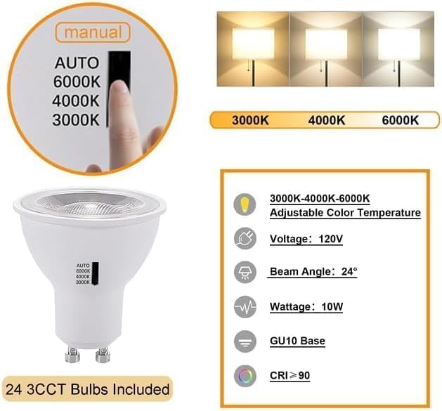 Image of Black GU10 LED Track Lighting Heads, 2-Light 10W Dimmable