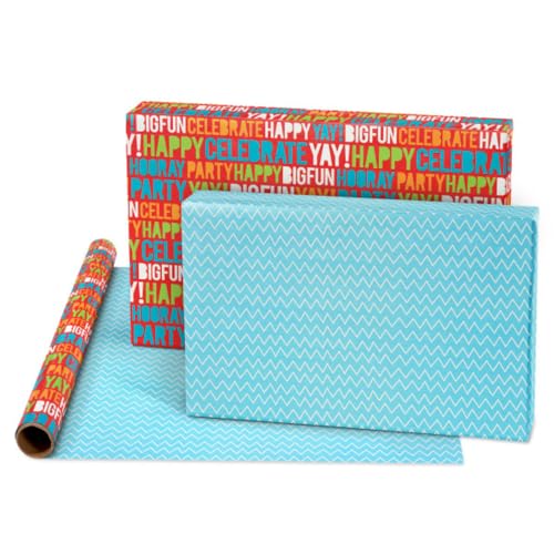 Papier cadeau réversible de qualité supérieure American Greetings, 4 rouleaux robustes 10 m²