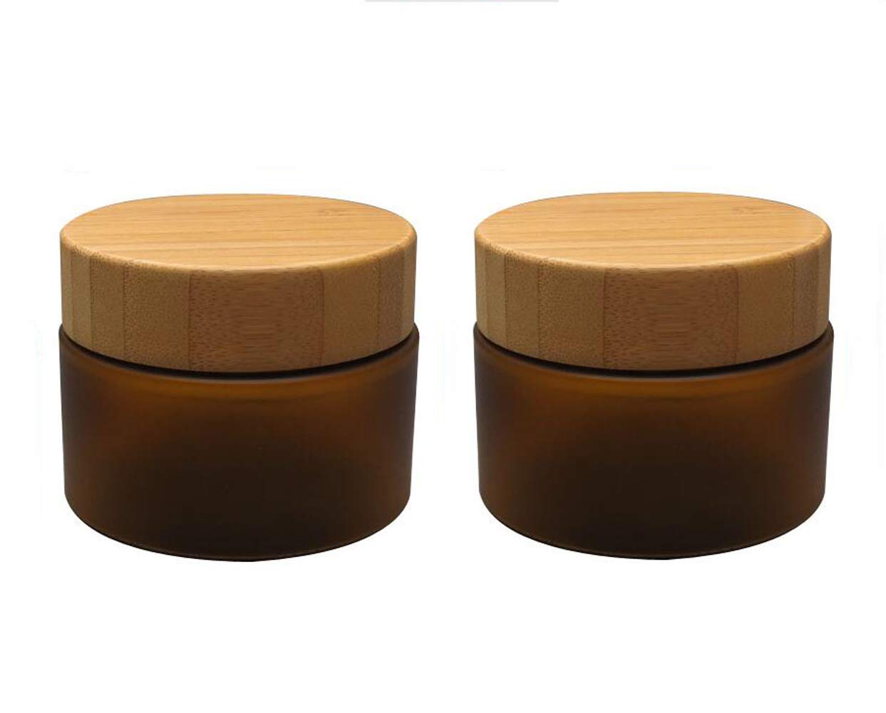2Pcs 150ml 5oz PET Amber Plastic Cosmetic Container Case with Natural Bamboo Cap Cream Lotion Box Ointments Bottle