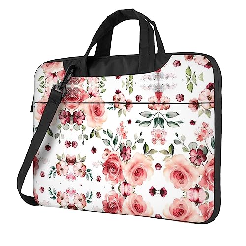 Sacoche ordinateur portable à bandoulière fleurs roses anti-choc et légère
