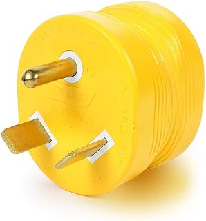 Camco PowerGrip 30AM/15AF Camper/RV Electrical Adapter | Features 30-Amp Male & 15-Amp Female Connections | Designed w/Non-Slip Grooves & Contoured Ends for Easy Removal | Rated for 125V/1875W (55233)