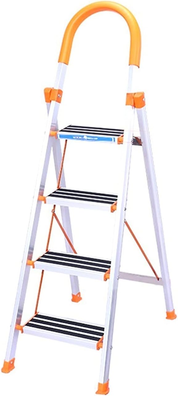 Step Stool Steps Unilateral Ladder, Home Use Construction Stepladders Supermarket Metal Ladder Step Ladder/Gray,Silver/44 X 73 X 138Cm