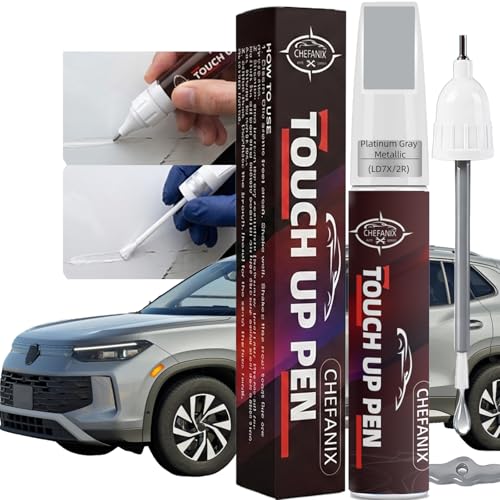Platinum Gray Metallic(LD7X/2R) Touch Up Paint Pen Compatible with VW Volkswagen Audi - Exact Color Match, 2-in-1 Brush & Pen,Car Paint Scratch Repair Kit for Tiguan/Atlas/Jetta/Taos