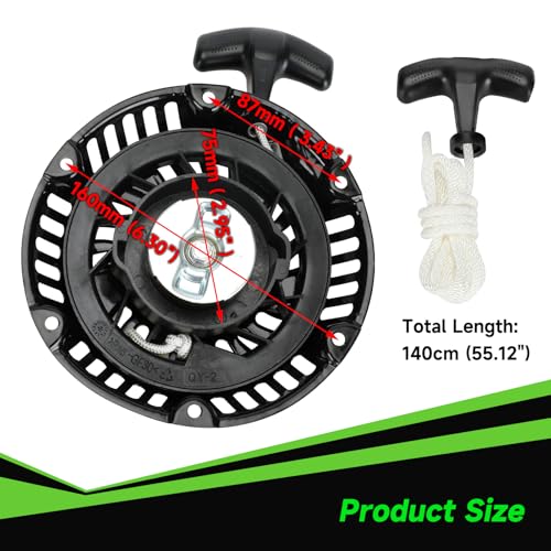 Image of Pull Start Recoil Starter Assembly Compatible with Predator 212cc 196cc 6.5HP Engine Coleman CT200U CT200U-EX BT200X B200R Mini Bike KT196 Go Kart Generator Lawn Mower Parts with Pull Cord