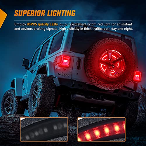 Nilight Spare Tire Brake Light Wheel Light 3rd Third Brake Light Rear lights for Wrangler 2007-2018 JK JKU YJ TJ Red Light, 2 Years Warranty
