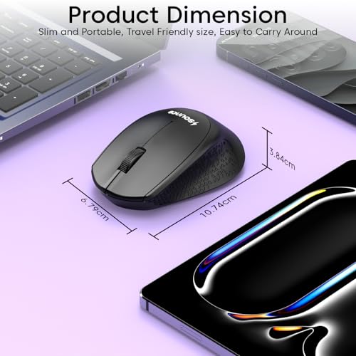 Image of Sounce Zyro Wireless Mouse 2.4GHz USB Nano Receiver with 1200 DPI Optical Sensor, 3 Button Ergonomic Design, 18M Battery Life, Quieter Clicks and Smooth Tracking for PC LaptopUsers (Black)