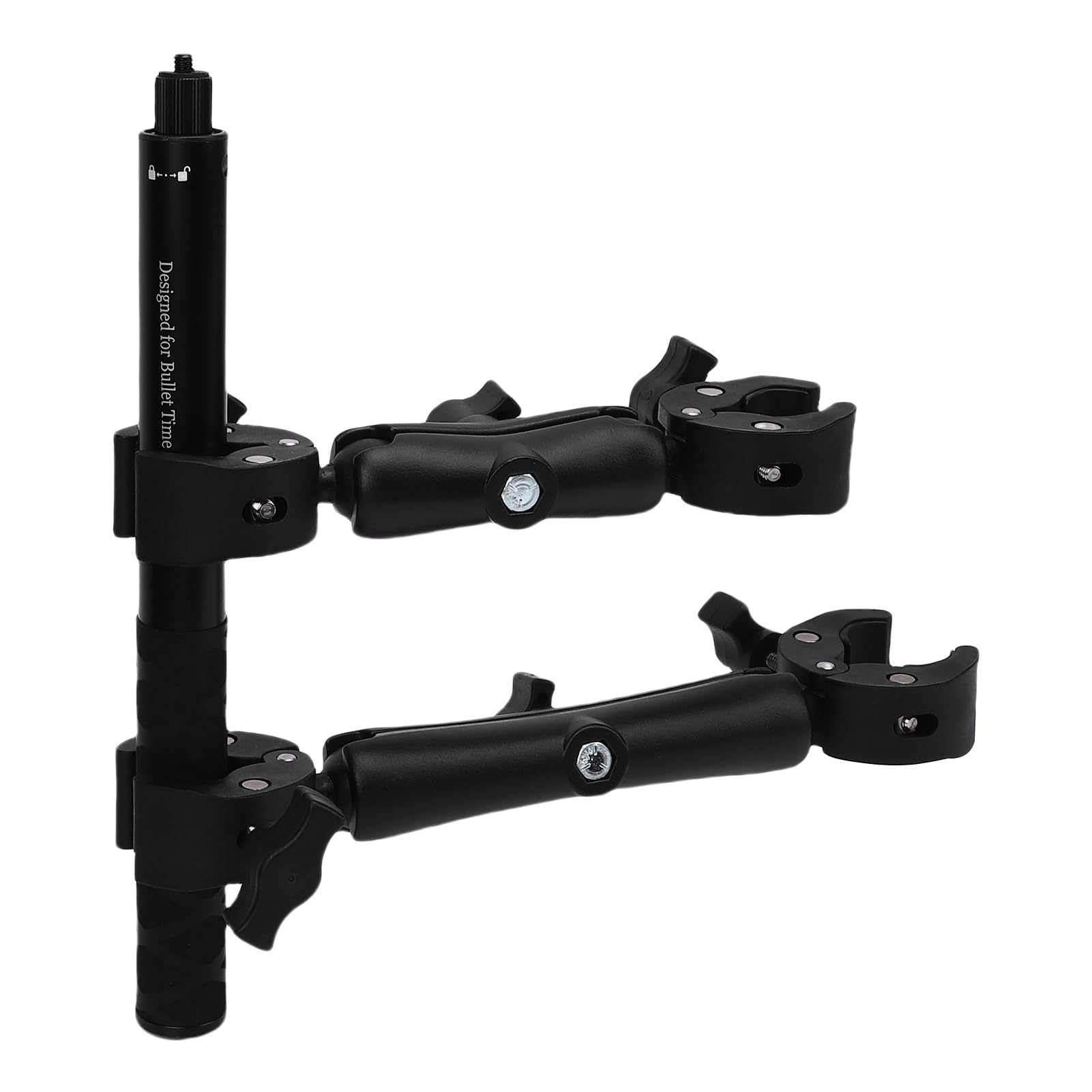 Uchwyt Kamery Motocyklowej, Uchwyt na kierownicę z Podwójnym Zaciskiem i Drążkiem do Selfie o Długości 115 Cm dla X5 X4 X3 X2 RS, Pasuje do Motocykli ATV UTV Rejestr Jazdy