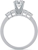 Vista 4 de Anillos de compromiso de moissanita de corte redondo de 1 CT para mujer para mujer, chapados en platino, plata