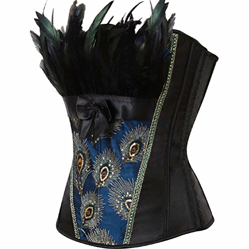 Jutrisujo Corsets For Women Lingerie Bustier Top Sexy Peacock Feather Renaissance Burlesque Black 3Xl #TOP1