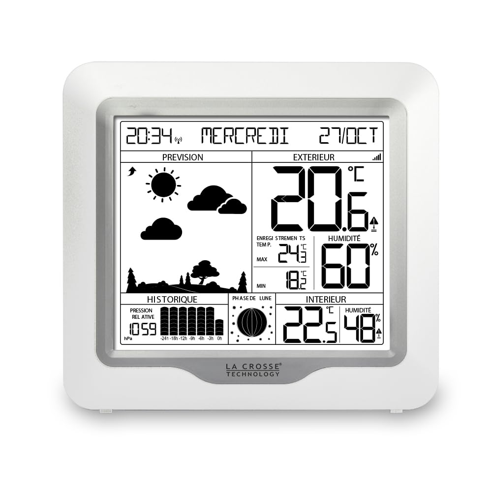 La Crosse Technology - WS6823 Wetterstation mit Vorhersage und DCF-Signal, Weiß