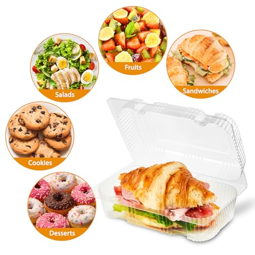 Zezzxu ZE049 40 Pack Sturdy Clear Plastic Hinged Food Containers, To Go Clamshell Food Containers With Lids, 7.2 Inch × 4.7 Inch ×3 Inch Disposable Take Out Boxes thumb #3