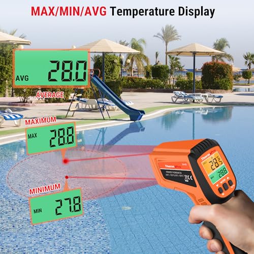 ThermoPro TP450 Doppel-Laser Infrarot-Thermometer Laser Temperaturmessgerät -50°C ~ 550°C (NICHT für Mensch) Messfleckverhältnis 16:1 MAX/MIN/AVG-Messwerte Ideal für Pizzaofen, Bodentemperatur