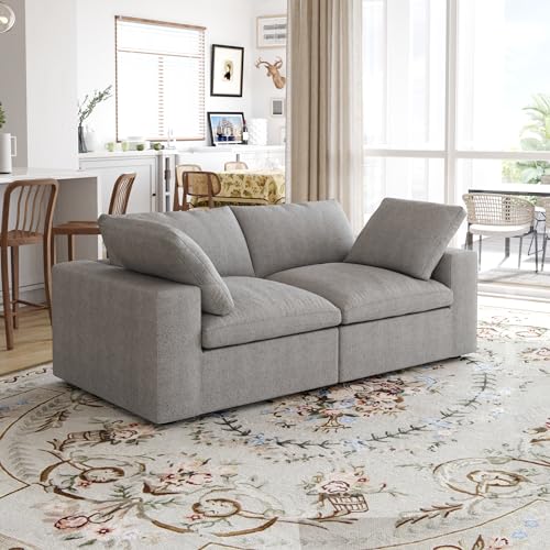 Image of JACH Modular Sectional Couch, Love Seat Sofas, Modern Convertible Cloud Couch, Cushion Covers Removable, Comfy Sectional Sofa for Living Room Apartment (Grey)