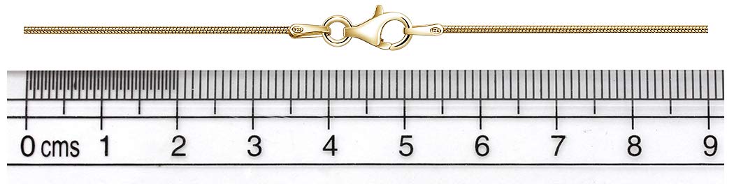 Schlangenkette vergoldet 925 Silber Damen 1 mm Halskette 101021-5 | goldene Silberkette Gold Kette Goldkettchen in den Längen 42 45 50 60 70 cm verfügbar