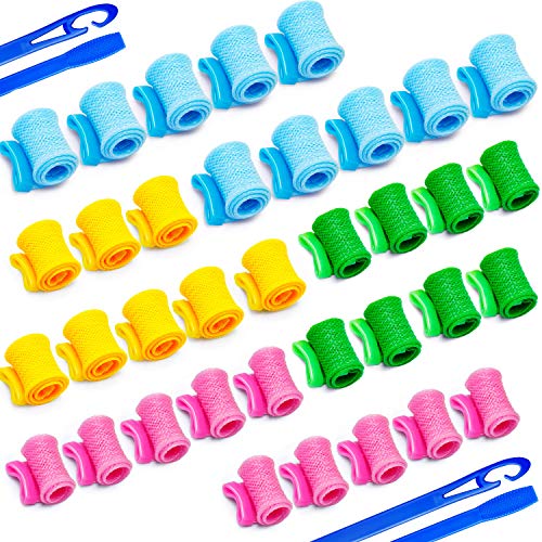 40 Pieces Hair Curlers Spiral Curls Styling Kit, Includes 36 Pieces Hair Rollers No Heat Hair Curlers with 4 Pieces Styling Hooks for Women Girls Men Hair Styling, 8.85-5.5 Inch/ 22.5-14 cm