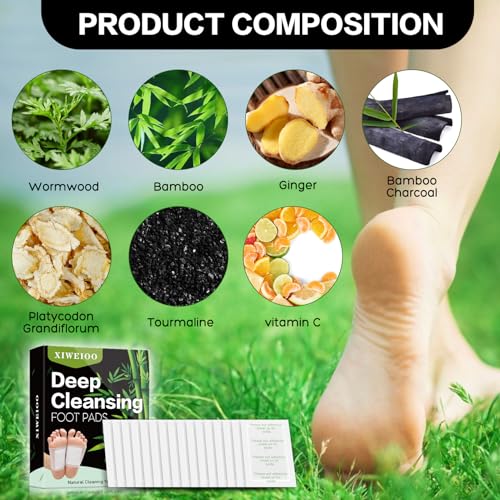 100 Pack Foot Pads, Ginger Oil Bamboo Charcoal, Foot Care Patch Message Deep Cleansing for Stress Relief, Better Rest, Feet Health Patches, Relaxing Muscles - Image 6