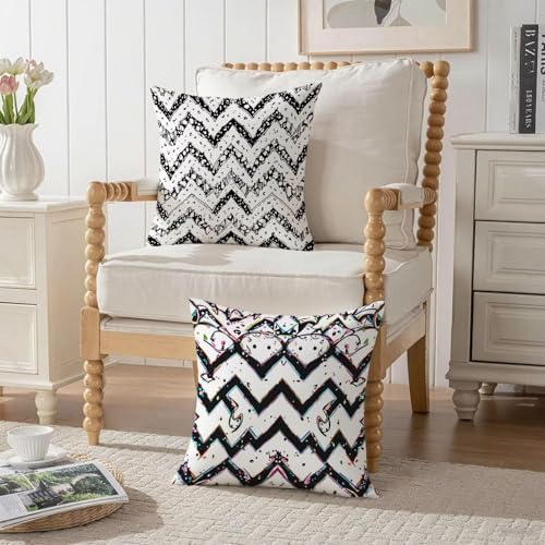 Housse coussin 65x65cm en velours double face motif géométrique noir chic - 4