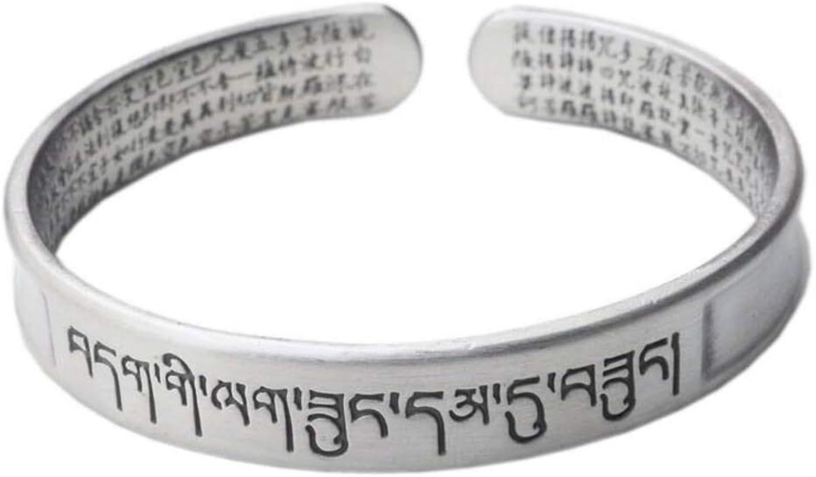 Bracciale in argento, bracciale rigido alla moda, braccialetto in argento S999 Detti buddisti Bracciale aperto Detti buddisti Bracciale in argento unisex I braccialetti da 30 g possono essere regalati