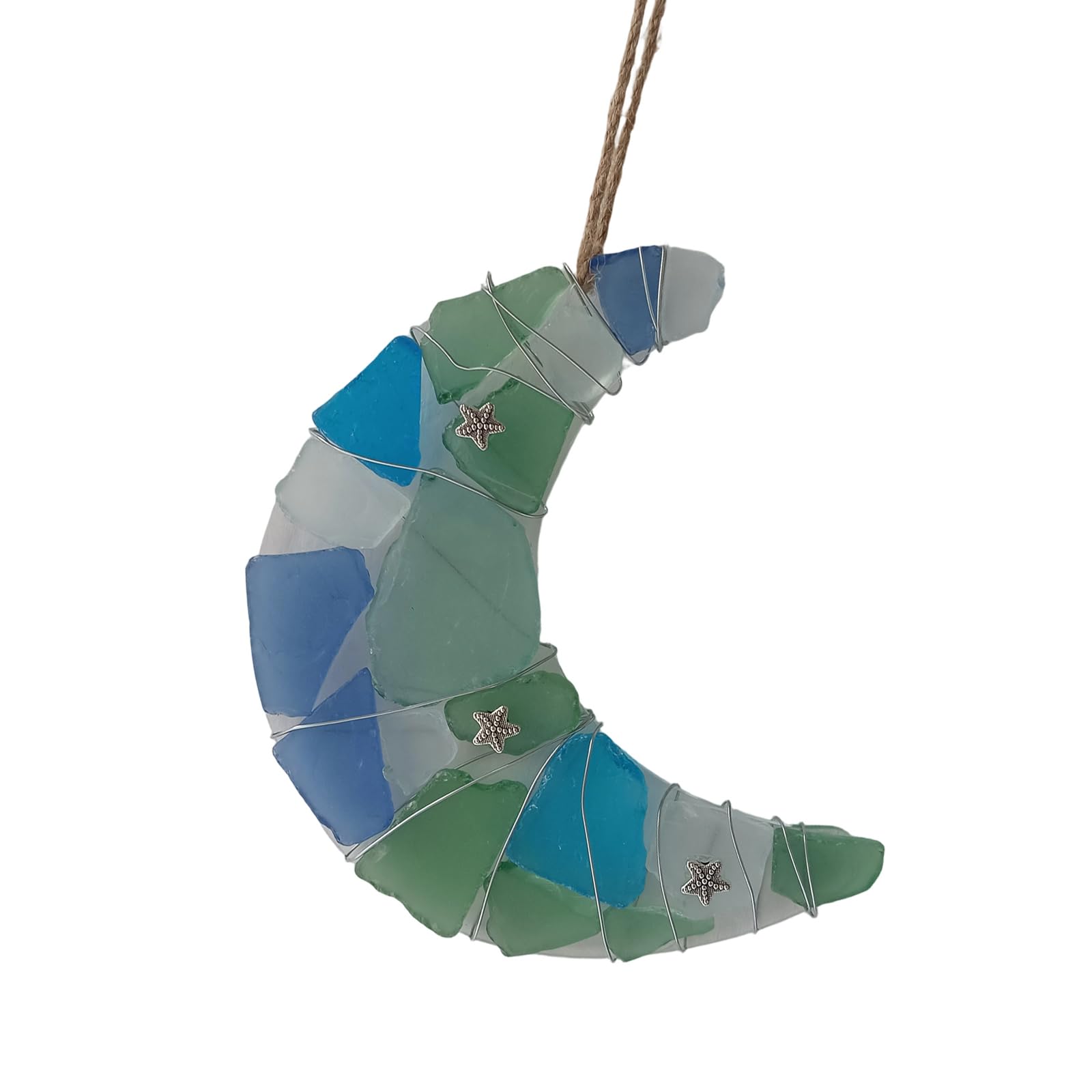 Marine Inspired Sea Glass Hanging Decoration Colored Sea Glass Ornament for Window Doorway Wall Display Beach Hanging Decor