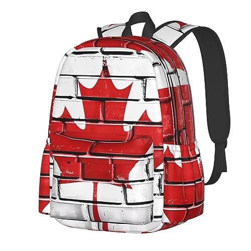 Sac à dos drapeau canadien noir étanche grand format pour adolescents