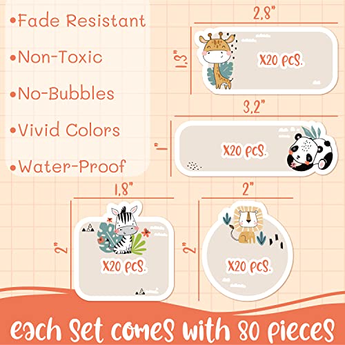 80 Pcs Personalized Labels For Kids Die-Cut, Waterproof Daycare Name Labels | 12 Designs W/ 4 Different Shapes | Kids Sticker For Water Bottles, Lunch Boxes - Rescue #TOP3
