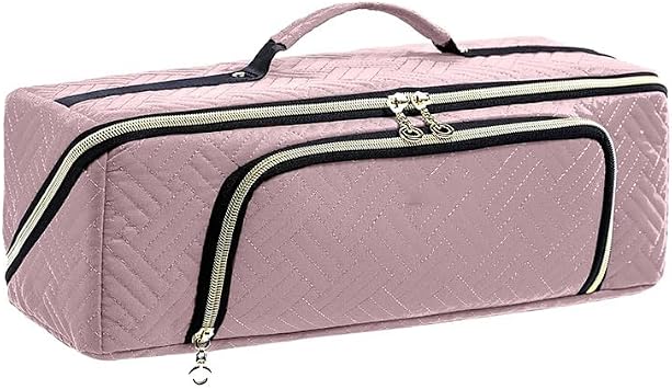 Large Hair Tools Travel Bag with Heat Resistant Mat 2in1 Organizer for Curling Iron,Flat Iron,Hair Dryer,Hot Air Brush,Water Resistant Makeup Bag,Travel Essentials for Women Pink