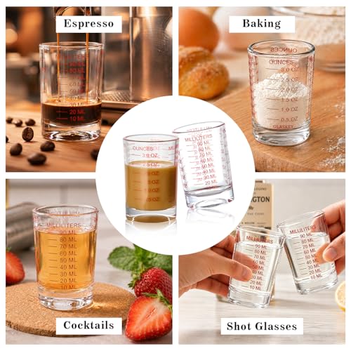 Set de 2 vasos medidores de vidrio 3 oz Rojo miniatura 6