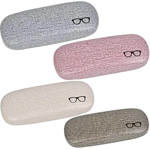 4 Pièces Étui à Lunettes Rigide, Etui à Lunettes en Lin, Étui à Lunettes, Convient pour Ranger Et Stocker des Lunettes de Myopie pour Adultes Et Enfants, des Lunettes de Lecture, des Lunettes Etc Cover