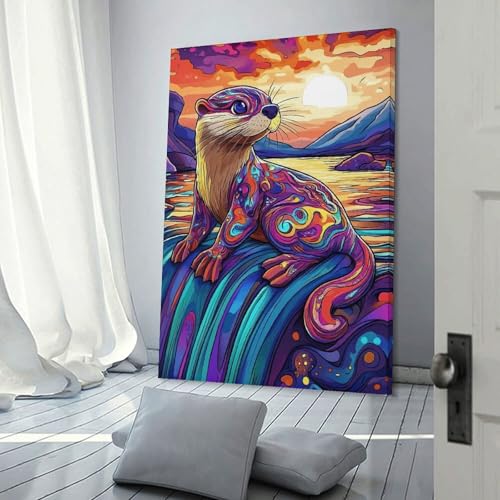 Toile loutre sinyumoney style artistique premium, art mural 60x90cm de salon