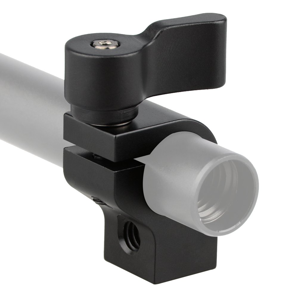 CAMVATE – support de pince à tige simple de 15mm, avec vis à filetage de 3/8 à 16 pouces et broches de localisation Anti-torsion pour système de support de tige de 15mm CAMVATE – support de pince à tige simple de 15mm, avec vis à filetage de 3/8 à 16 pouces et broches de localisation Anti-torsion pour système de support de tige de 15mm