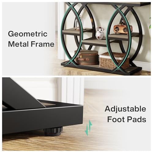 Tribesigns 39.4" Console Table, Industrial 4-Tier Sofa Table Entryway Table with Storage Shelves, Narrow Wood Accent Tables with Metal Frame for Small Spaces, Hallway, Foyer, Grey-Brown by Tribesigns - Used condition - Image 6