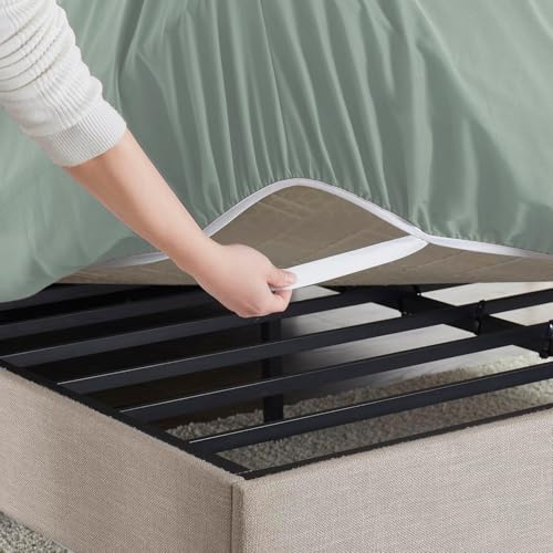 Image of Hearth & Harbor Extra Deep Pocket Queen Fitted Sheet - Fits 18 to 24 Inch Mattress - Ultra Soft 1800 Microfiber, Wrinkle-Free & Breathable - Hotel Luxury Fitted Sheet Only, Sage Green