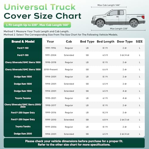 Image of Cartist Hail Protector Car Cover for Truck Waterproof All Weather, Outdoor Sun Uv Rain Pickup Cover, Universal Fit for Silverado, Sierra 1500 /2500, Tacoma, F150, Ram 1500, etc.(Length Up to 228 inch)L