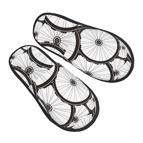 Bicycle Wheel Pattern Slippers for Women Fuzzy House Shoes Anti-Skid Indoor Slipper Gifts for Women Mom Ladies